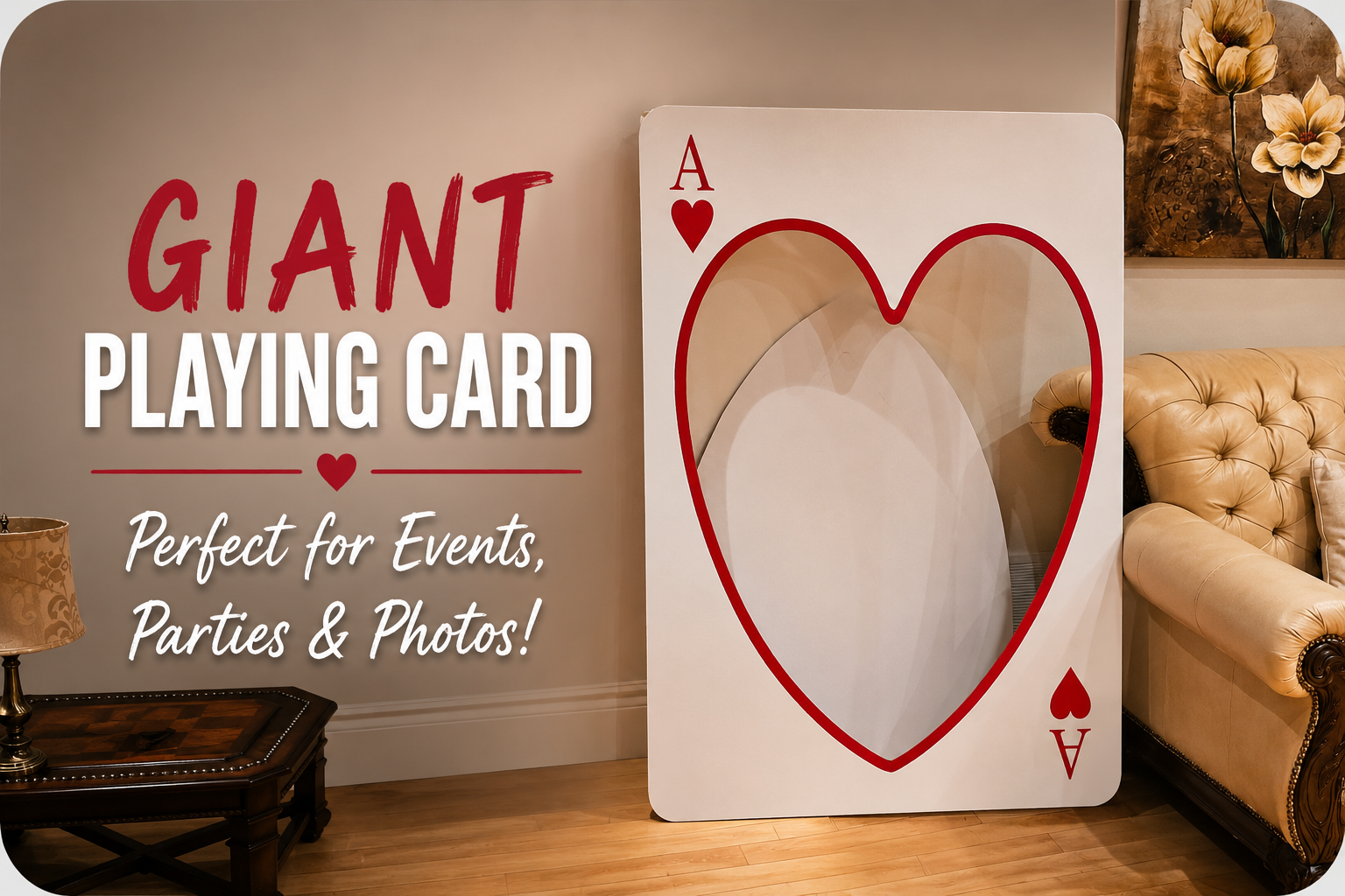 Life-size giant playing card prop